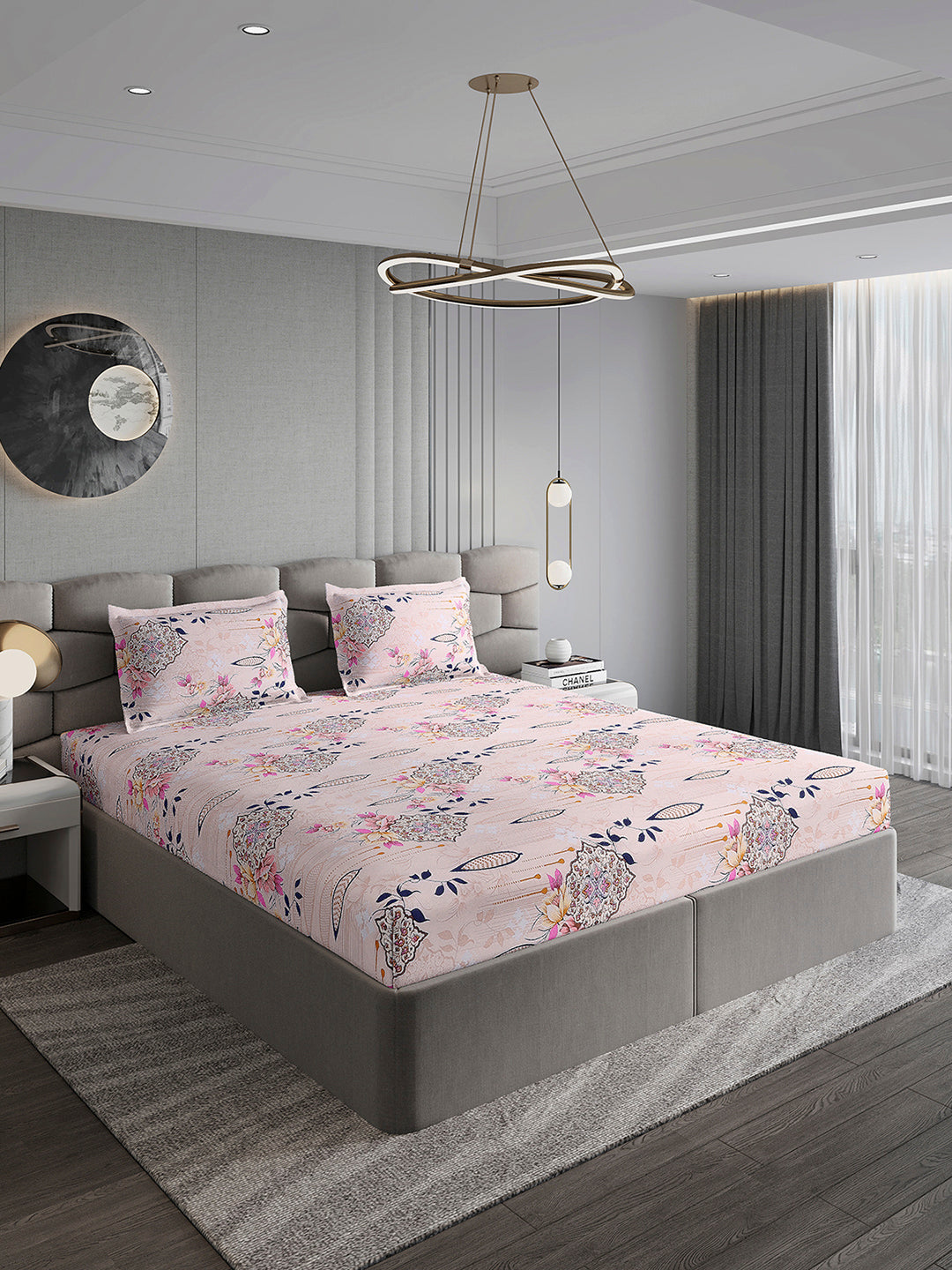 155 GSM Micro Double Bed 1 Bedsheet with 2 Pillow Cover (Clare)
