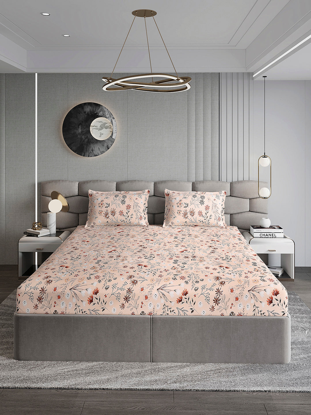 155 GSM Micro Double Bed 1 Bedsheet with 2 Pillow Cover (Clare)