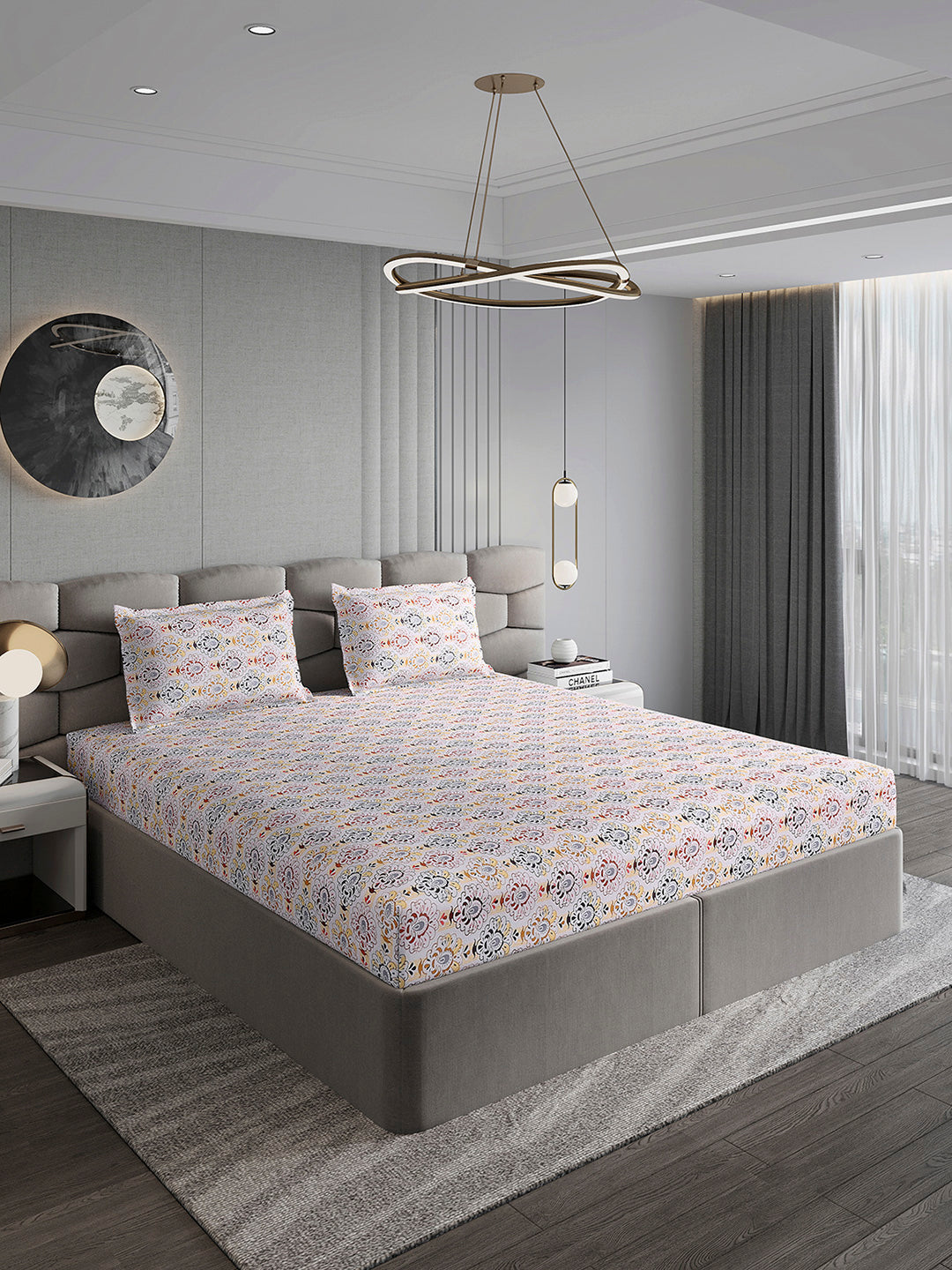 155 GSM Micro Double Bed 1 Bedsheet with 2 Pillow Cover (Clare)