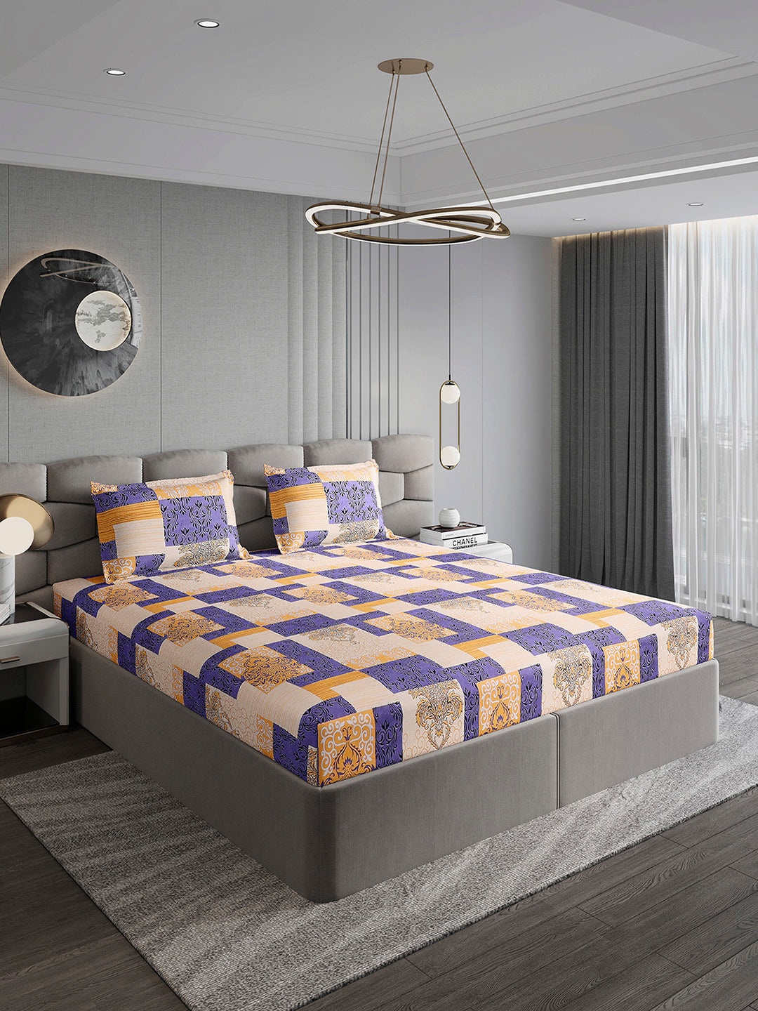 155 GSM Micro Double Bed 1 Bedsheet with 2 Pillow Cover (Clare)