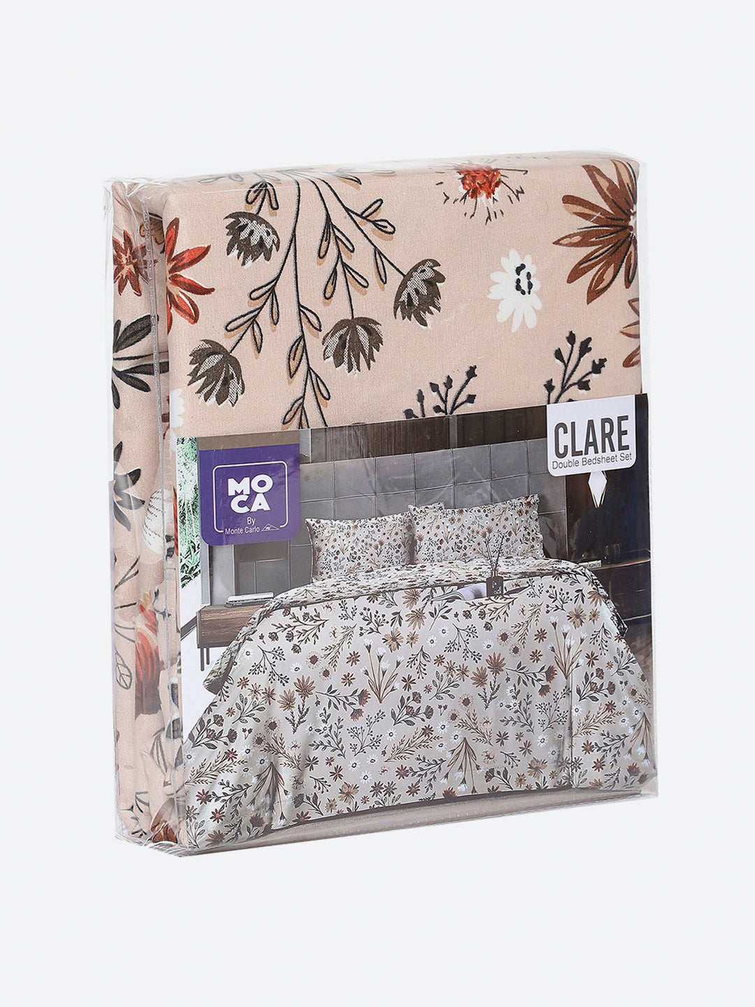 254 GSM Micro King Fitted Bed 1 Fitted Bedsheet with 2 Pillow Cover (Clare FT)