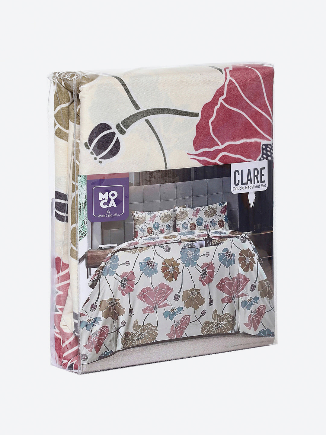 254 GSM Micro King Fitted Bed 1 Fitted Bedsheet with 2 Pillow Cover (Clare FT)
