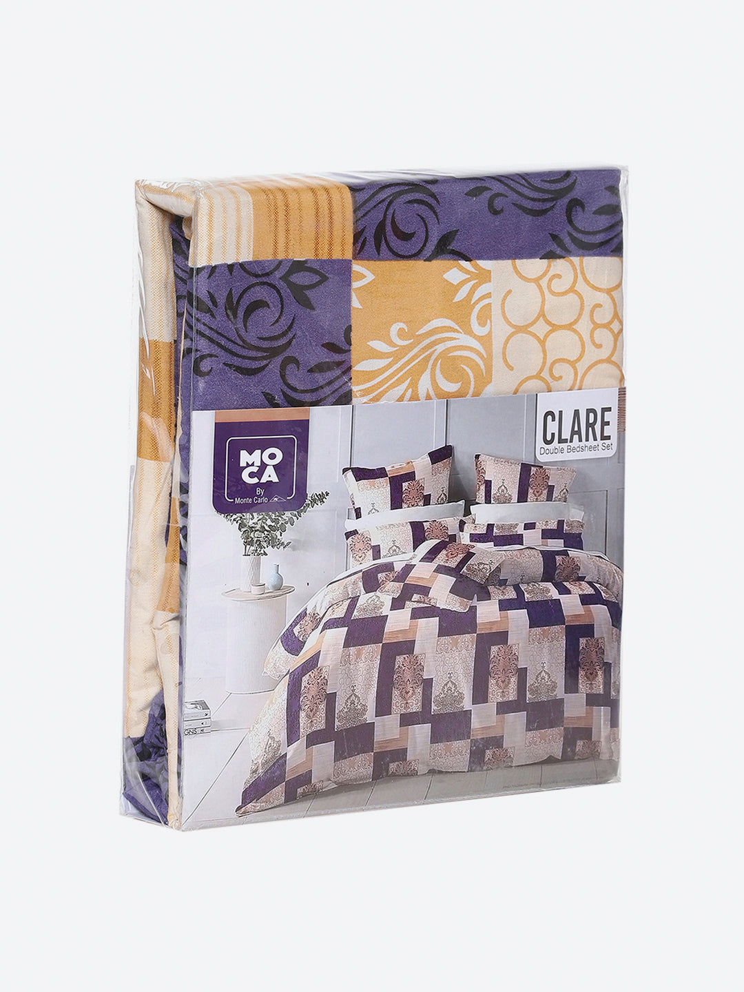 254 GSM Micro King Fitted Bed 1 Fitted Bedsheet with 2 Pillow Cover (Clare FT)