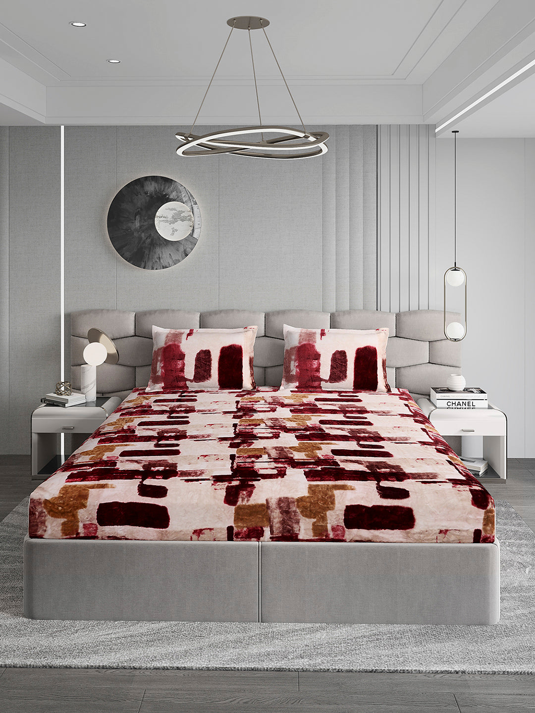 495 GSM Polyester King Bed 1 Bedsheet with 2 Pillow Cover (Gold Mine)