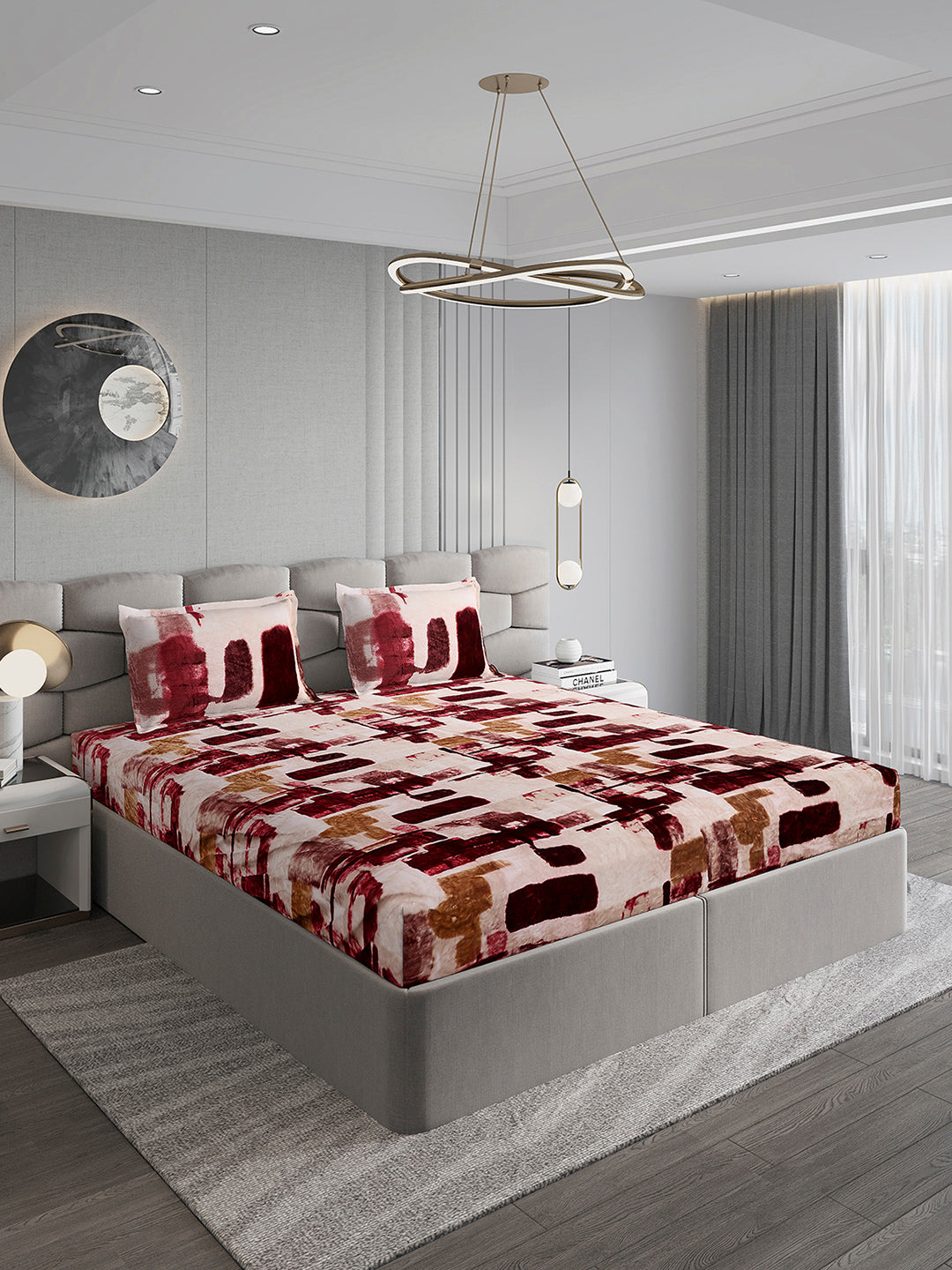 495 GSM Polyester King Bed 1 Bedsheet with 2 Pillow Cover (Gold Mine)