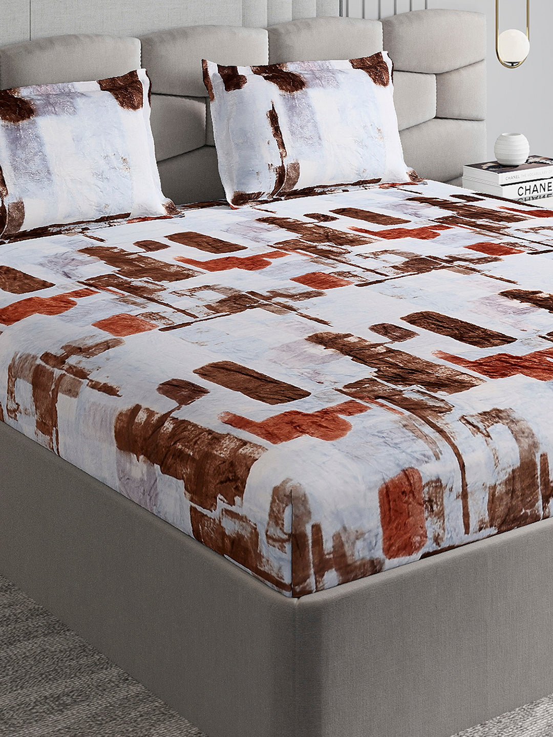 495 GSM Polyester King Bed 1 Bedsheet with 2 Pillow Cover (Gold Mine)