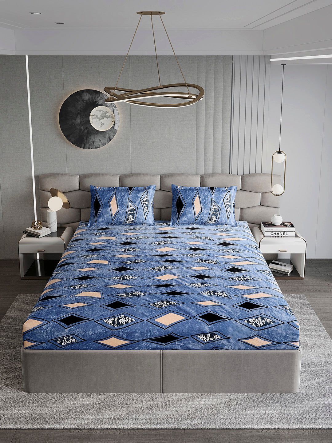 495 GSM 100% Polyester King Bed 1 Bedsheet with 2 Pillow Cover (Gold Mine)