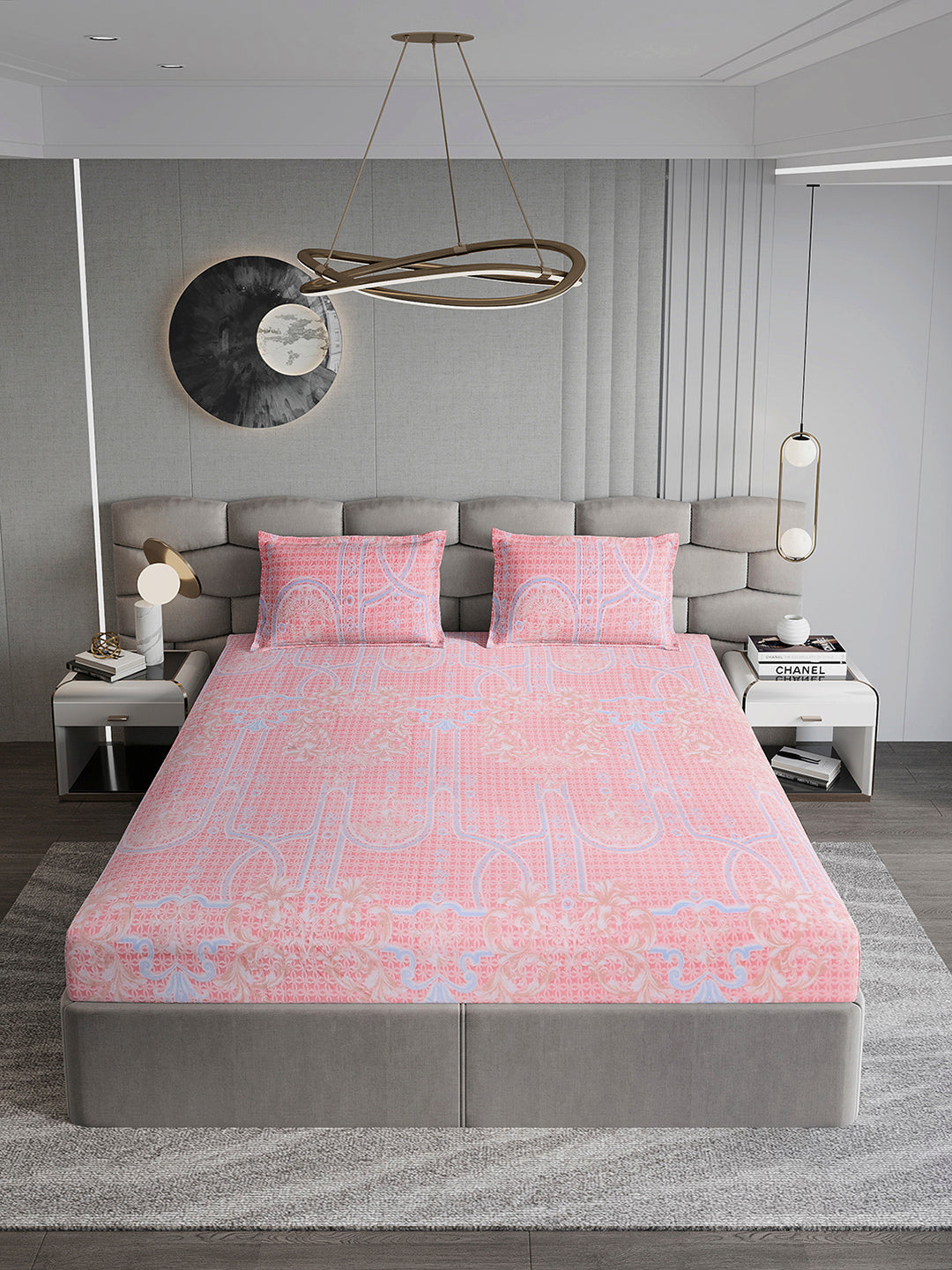 393 GSM 100% Polyester King Bed 1 Bedsheet with 2 Pillow Cover (Golden Choice)