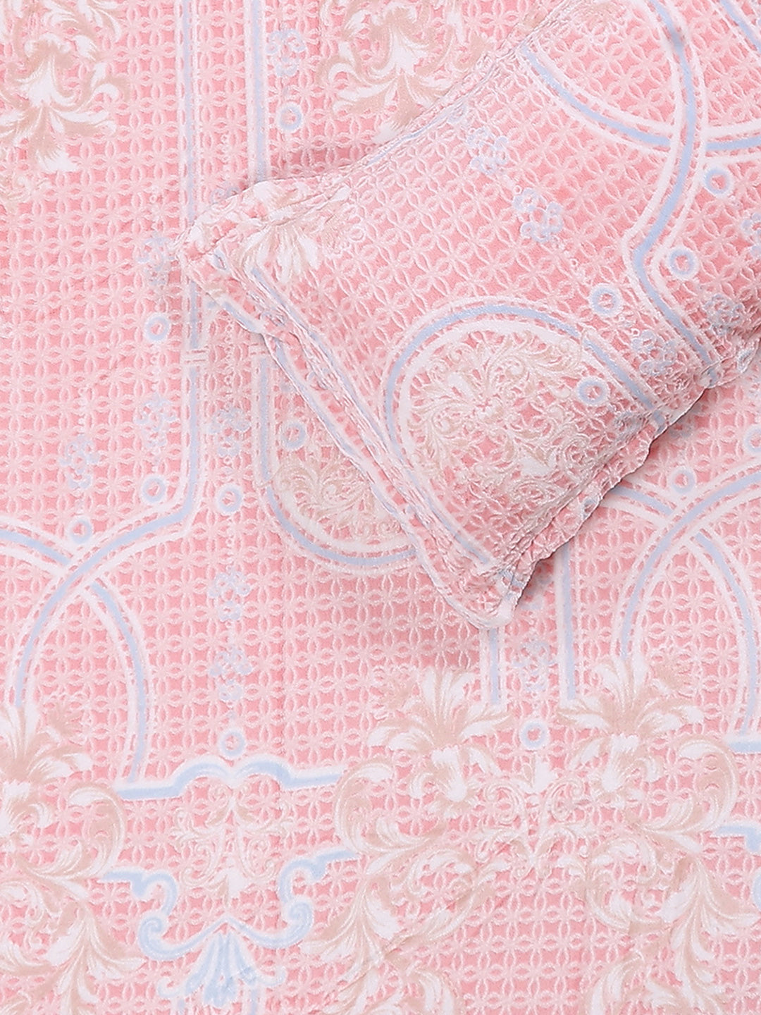 393 GSM 100% Polyester King Bed 1 Bedsheet with 2 Pillow Cover (Golden Choice)