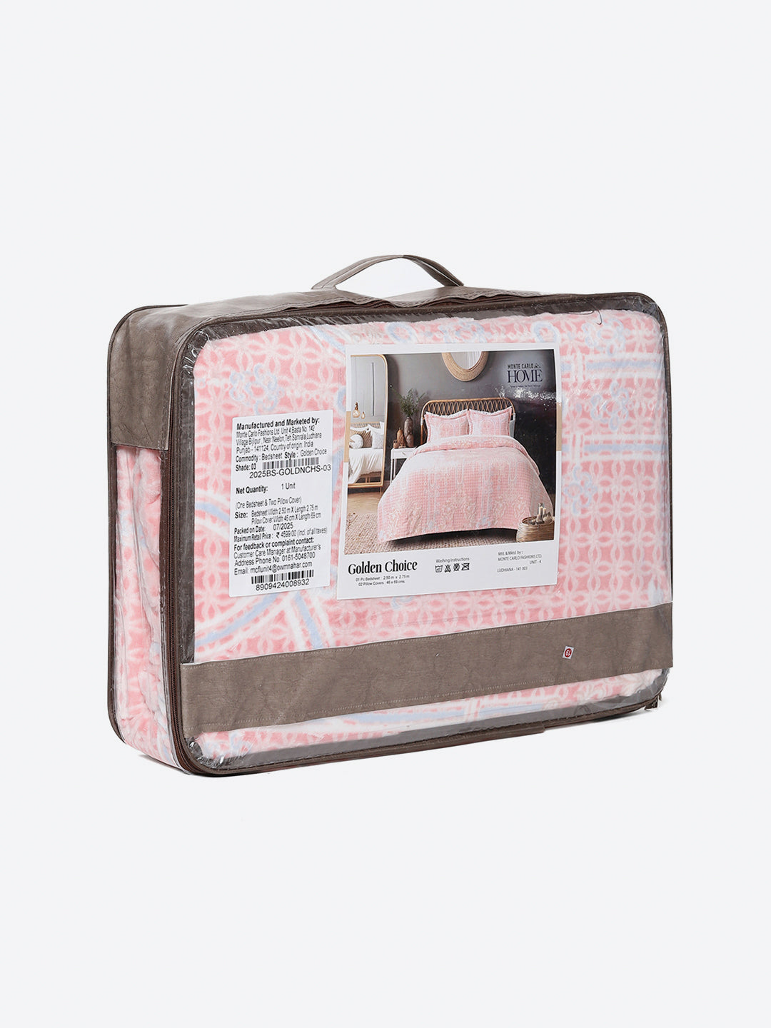 393 GSM 100% Polyester King Bed 1 Bedsheet with 2 Pillow Cover (Golden Choice)