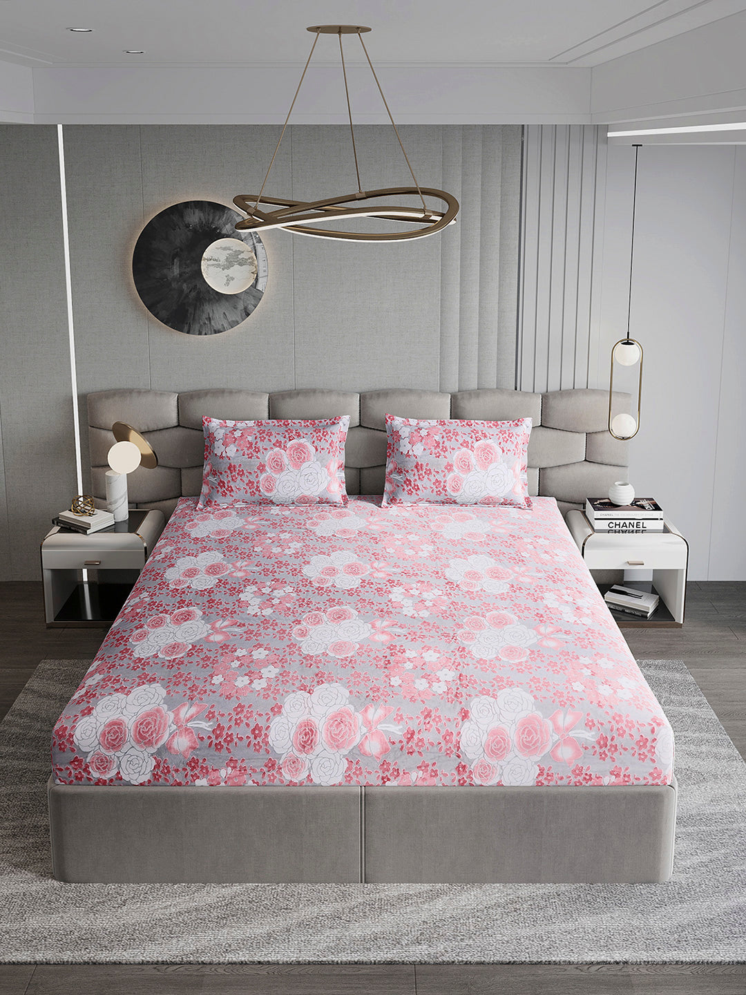 393 GSM 100% Polyester King Bed 1 Bedsheet with 2 Pillow Cover (Golden Choice)