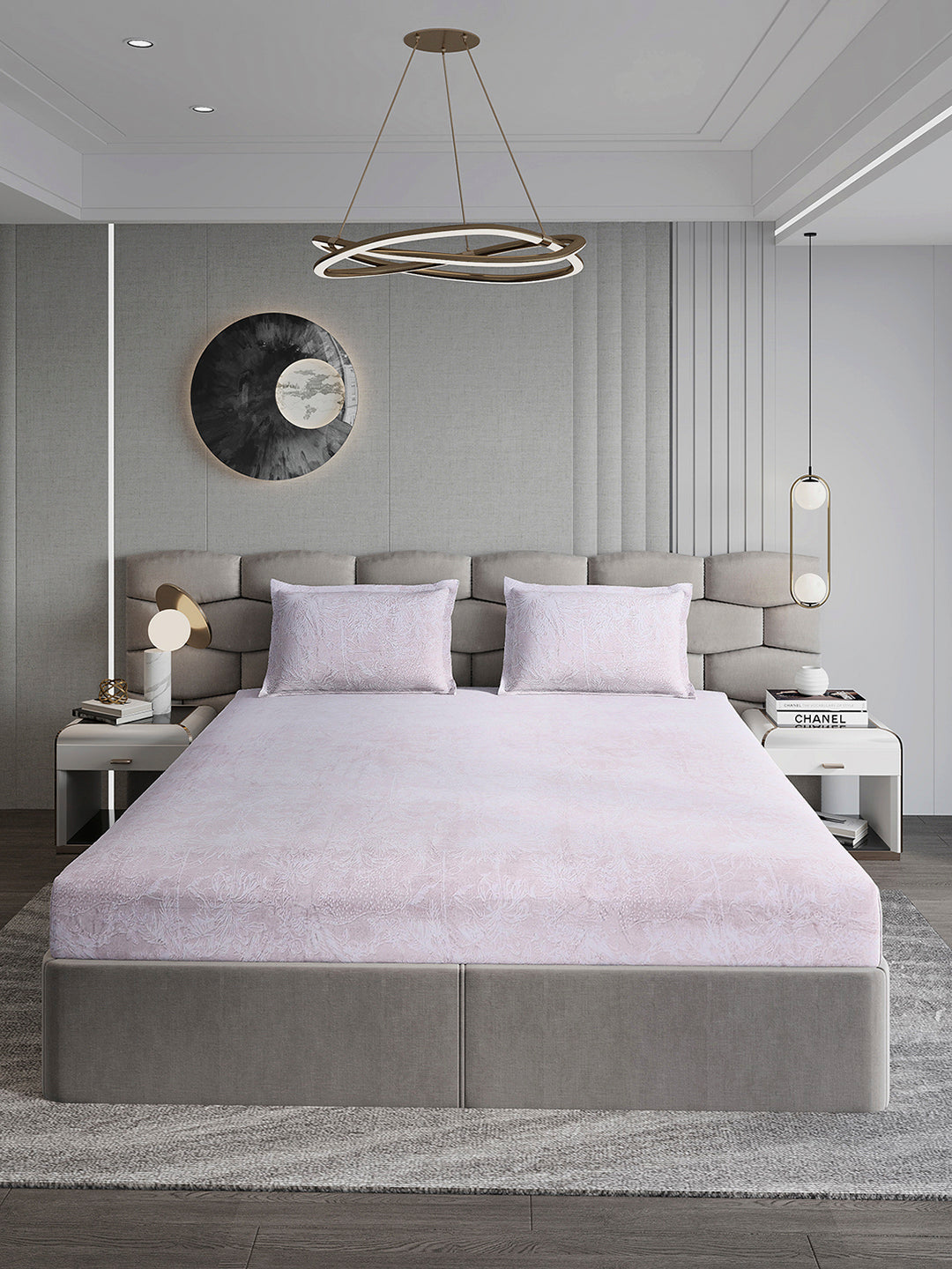 393 GSM 100% Polyester King Bed 1 Bedsheet with 2 Pillow Cover (Golden Choice)