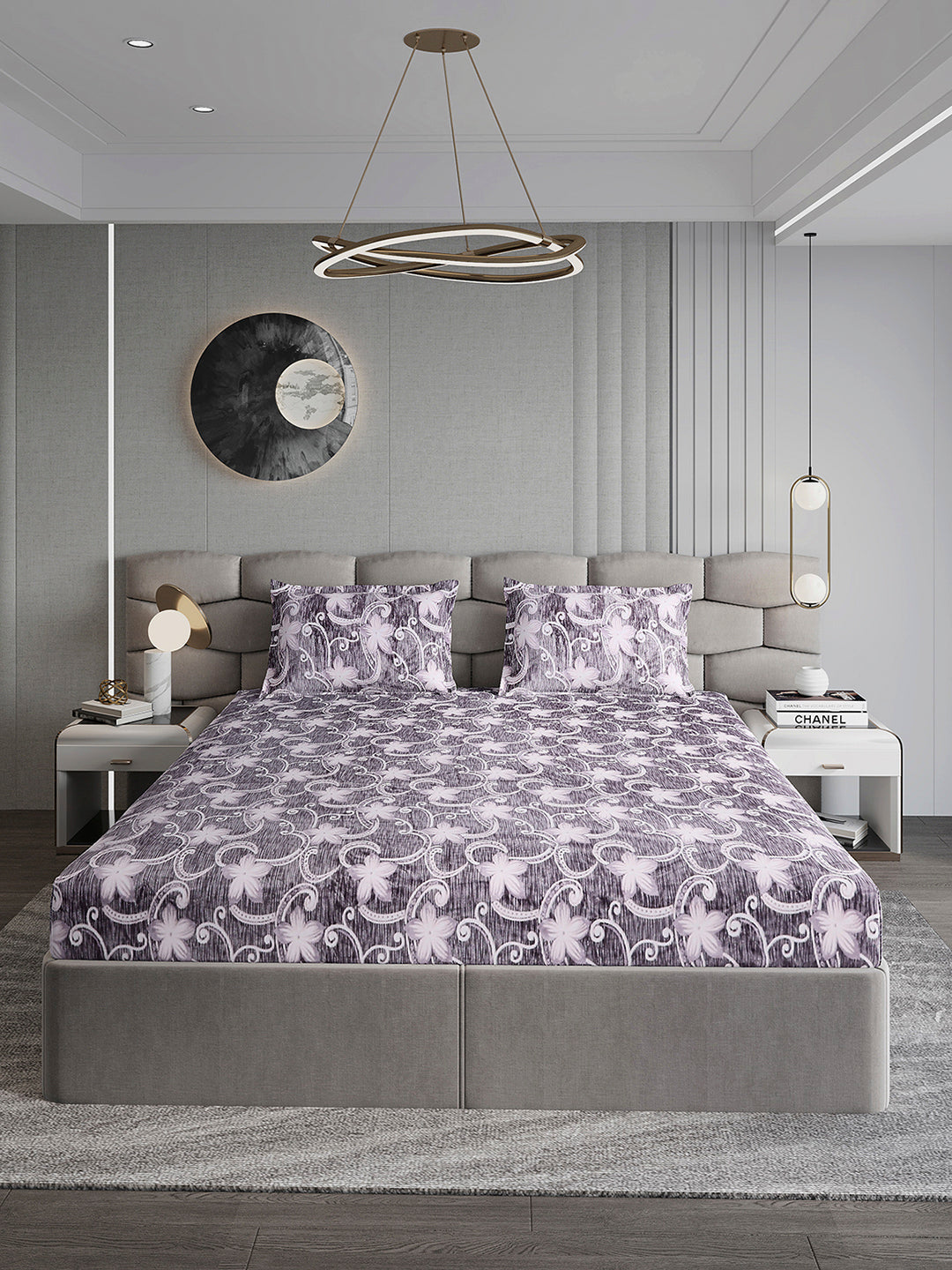 393 GSM 100% Polyester King Bed 1 Bedsheet with 2 Pillow Cover (Golden Choice)