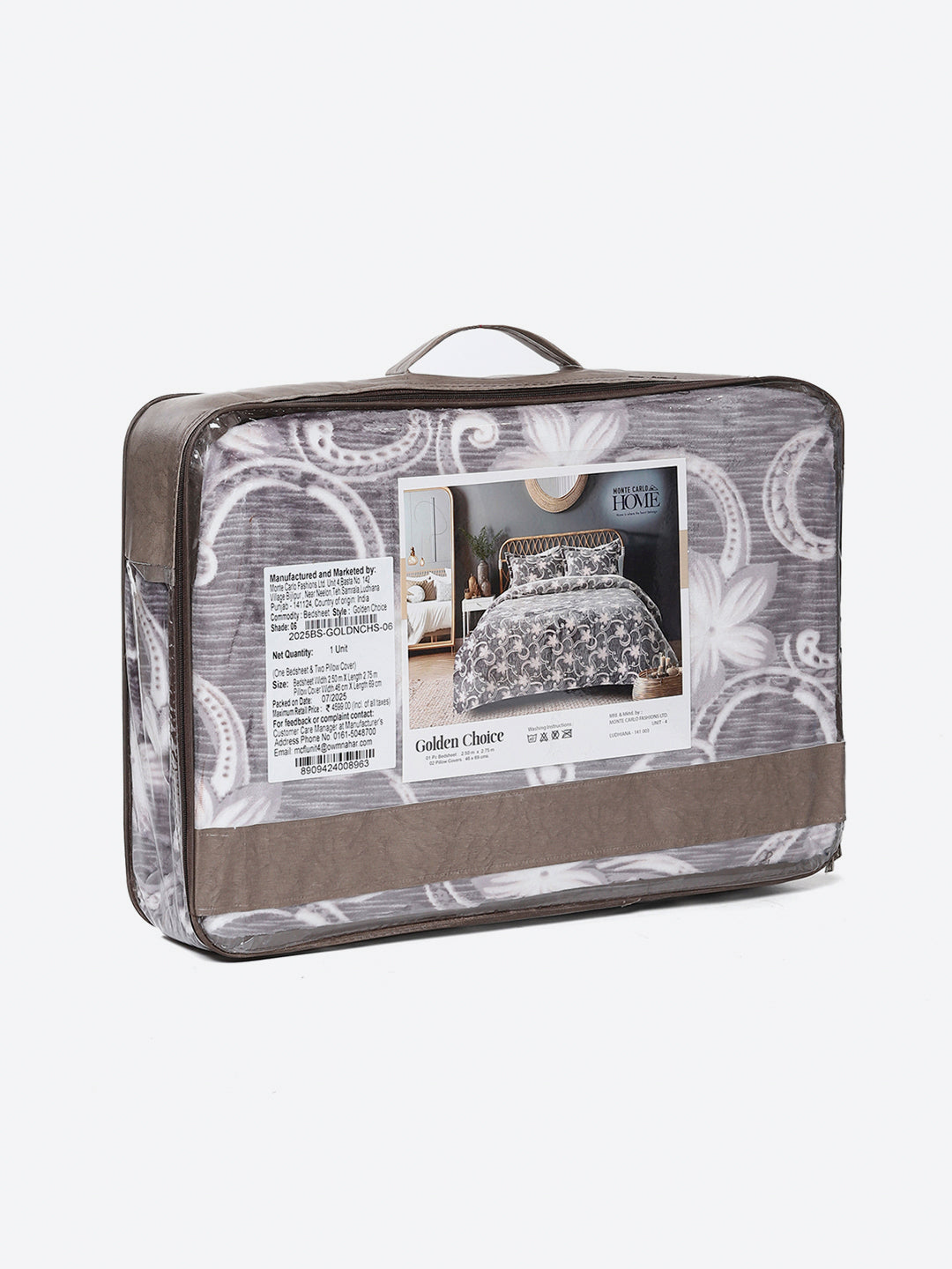 393 GSM 100% Polyester King Bed 1 Bedsheet with 2 Pillow Cover (Golden Choice)