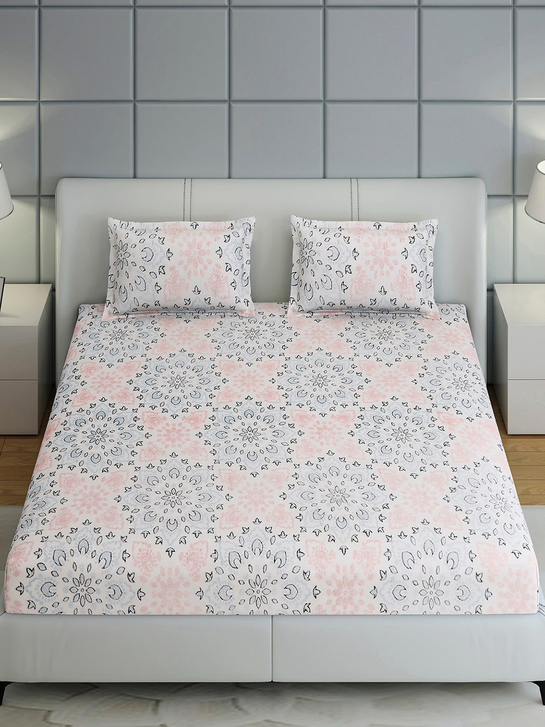 378 GSM 100% Polyester King Bed 1 Bedsheet with 2 Pillow Cover (Hill Top)