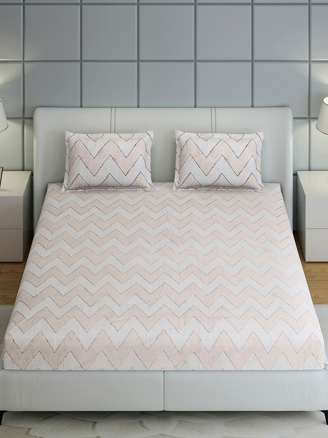 378 GSM 100% Polyester King Bed 1 Bedsheet with 2 Pillow Cover (Hill Top)