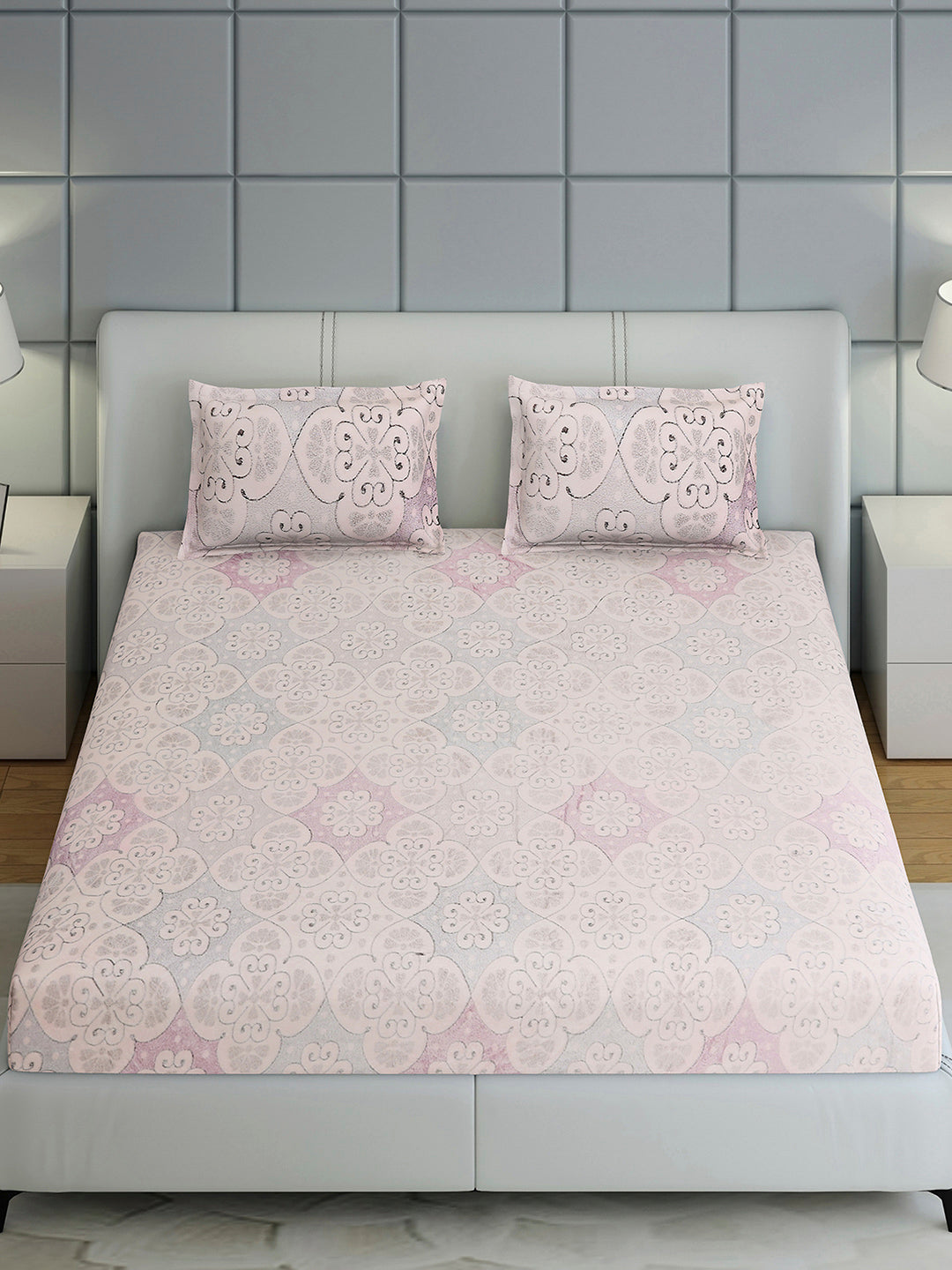 378 GSM 100% Polyester King Bed 1 Bedsheet with 2 Pillow Cover (Hill Top)