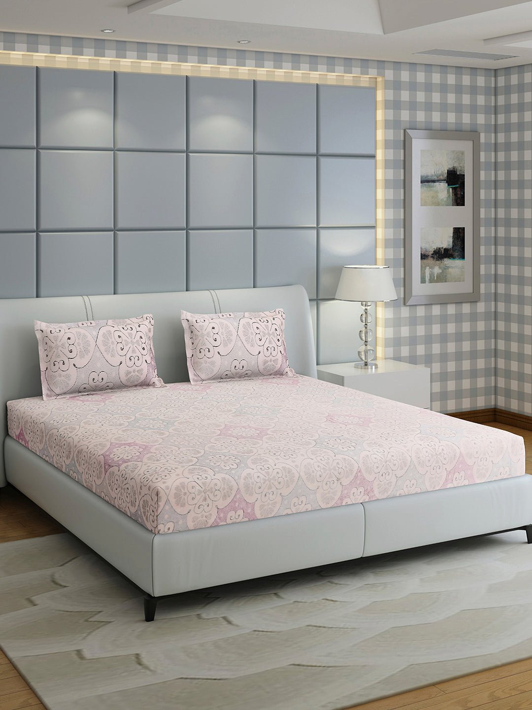 378 GSM 100% Polyester King Bed 1 Bedsheet with 2 Pillow Cover (Hill Top)