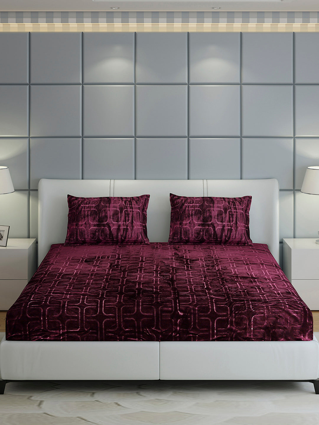 435 GSM Polyester Double Bed 1 Bedsheet with 2 Pillow Cover (Indigo)