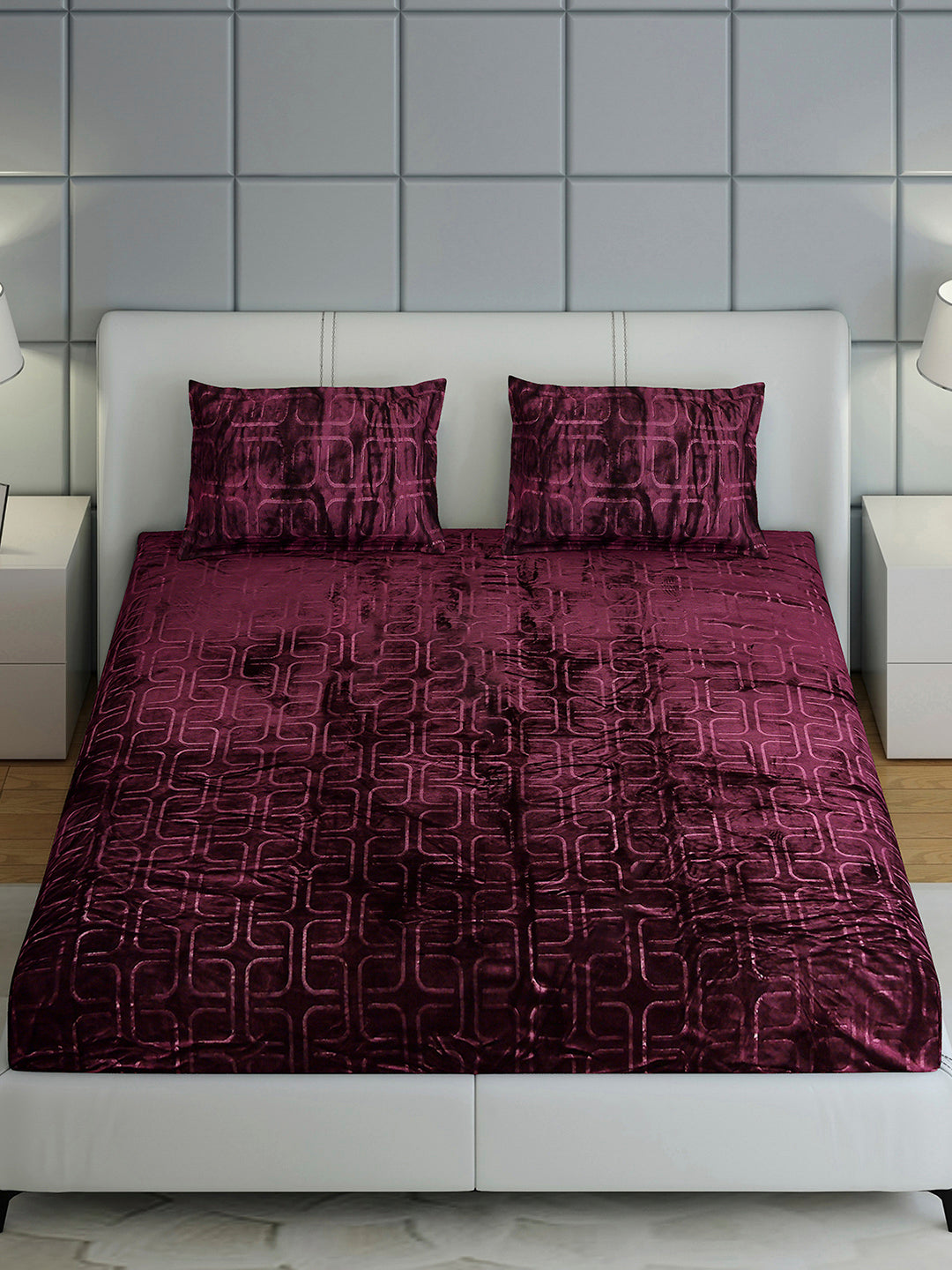 435 GSM Polyester Double Bed 1 Bedsheet with 2 Pillow Cover (Indigo)