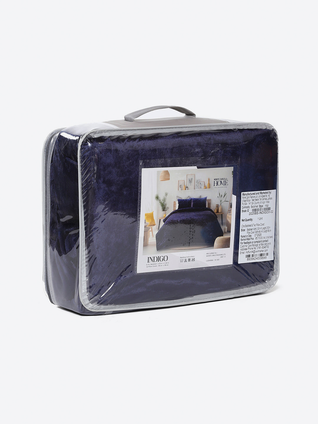 435 GSM Polyester Double Bed 1 Bedsheet with 2 Pillow Cover (Indigo)