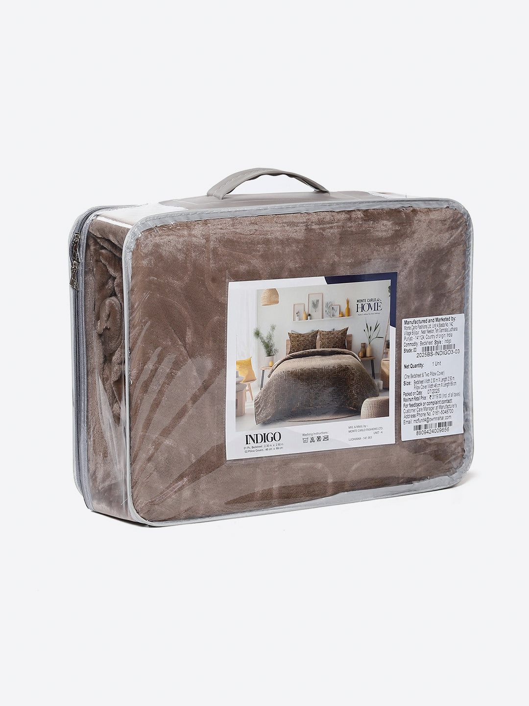 435 GSM Polyester Double Bed 1 Bedsheet with 2 Pillow Cover (Indigo)