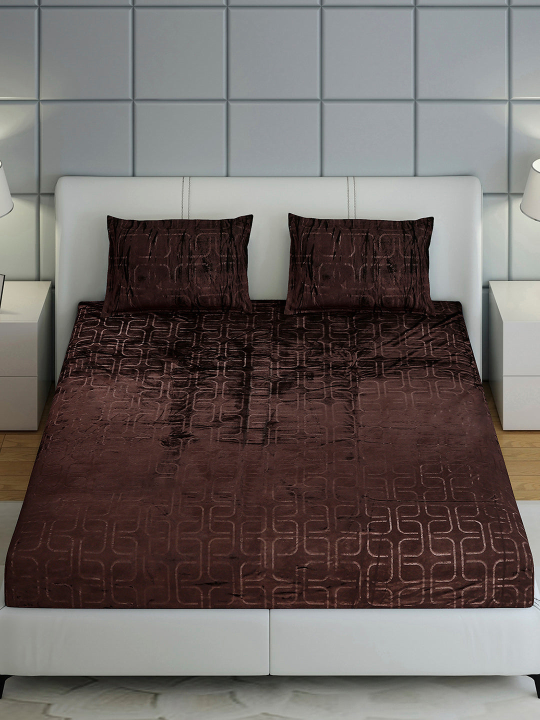 435 GSM 100% Polyester Double Bed 1 Bedsheet with 2 Pillow Cover (Indigo)