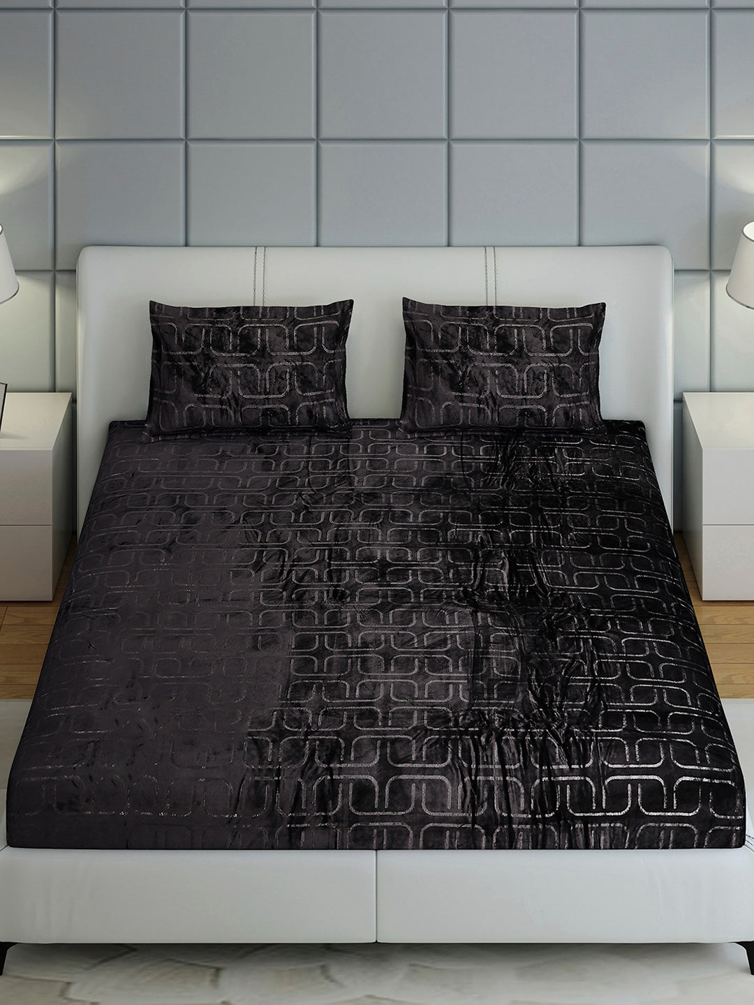 435 GSM 100% Polyester Double Bed 1 Bedsheet with 2 Pillow Cover (Indigo)