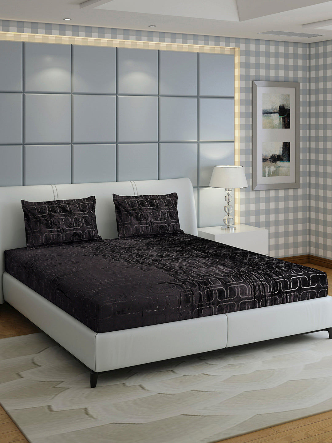 435 GSM 100% Polyester Double Bed 1 Bedsheet with 2 Pillow Cover (Indigo)