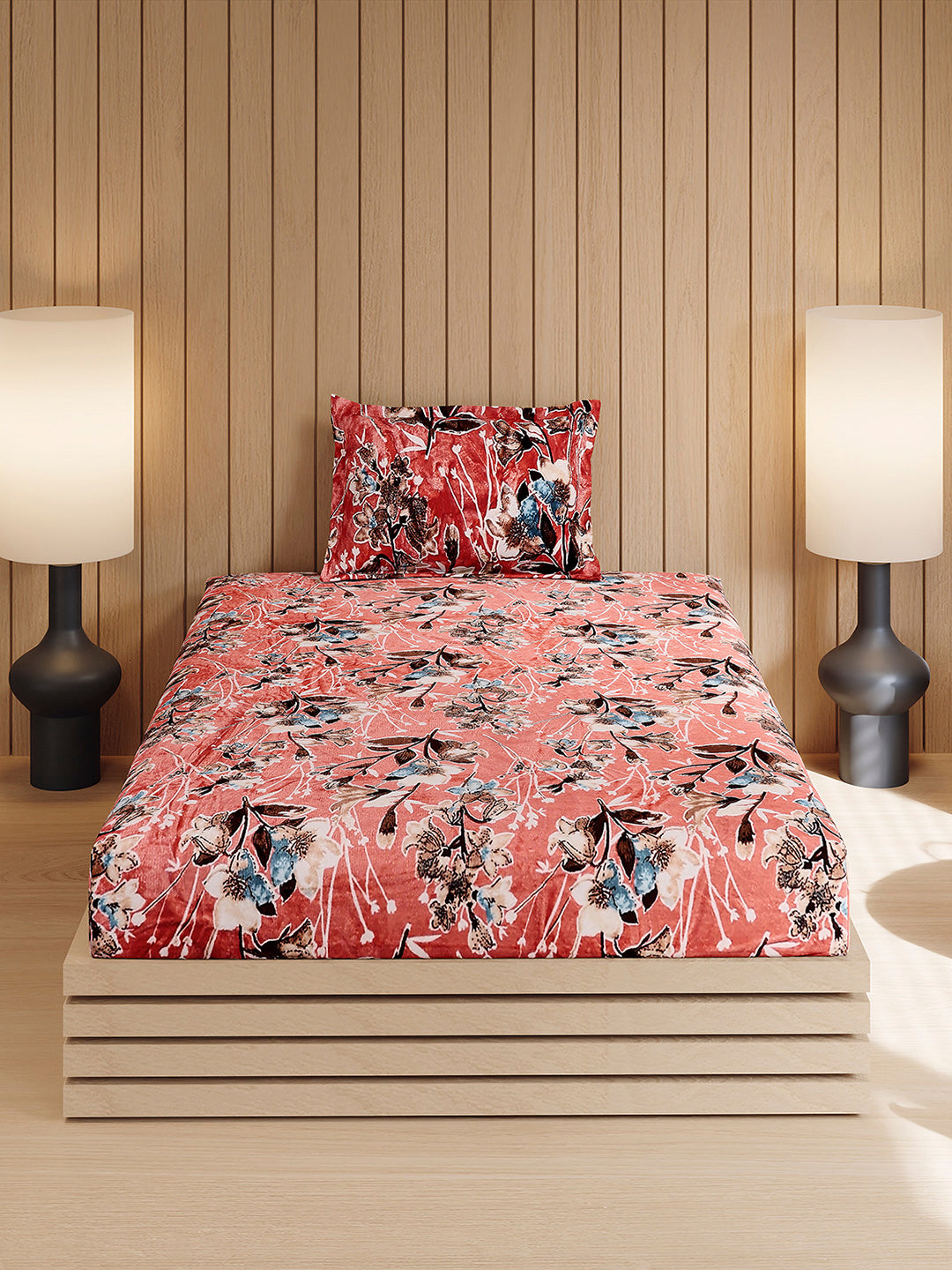 353 GSM 100% Polyester Single Bed 1 Bedsheet with 1 Pillow Cover (Ira)