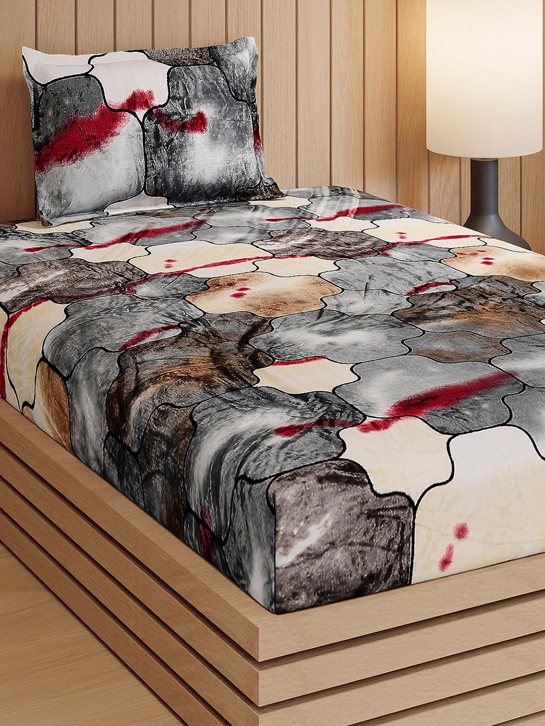 353 GSM 100% Polyester Single Bed 1 Bedsheet with 1 Pillow Cover (Ira)