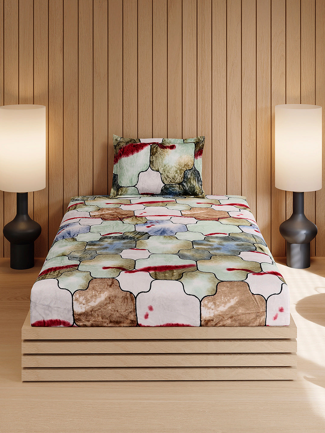 353 GSM 100% Polyester Single Bed 1 Bedsheet with 1 Pillow Cover (Ira)