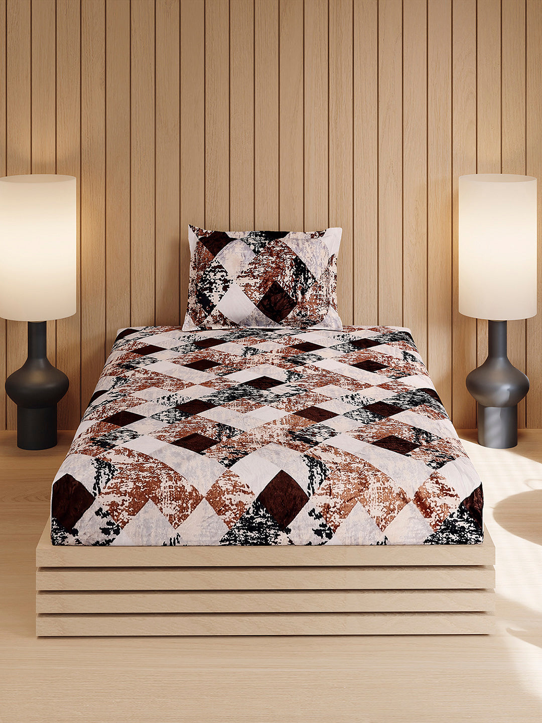 353 GSM 100% Polyester Single Bed 1 Bedsheet with 1 Pillow Cover (Ira)