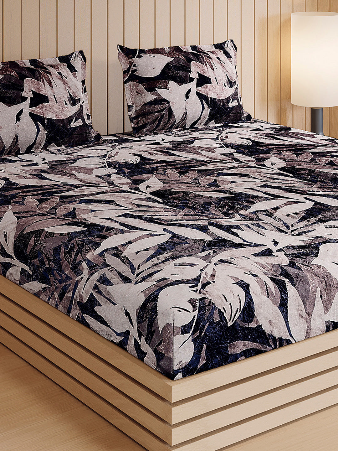 904 GSM 100% Polyester Double Bed 1 Bedsheet, 1 Duvet Cover & 2 Pillow Cover (Meteor 4 Pcs Set)