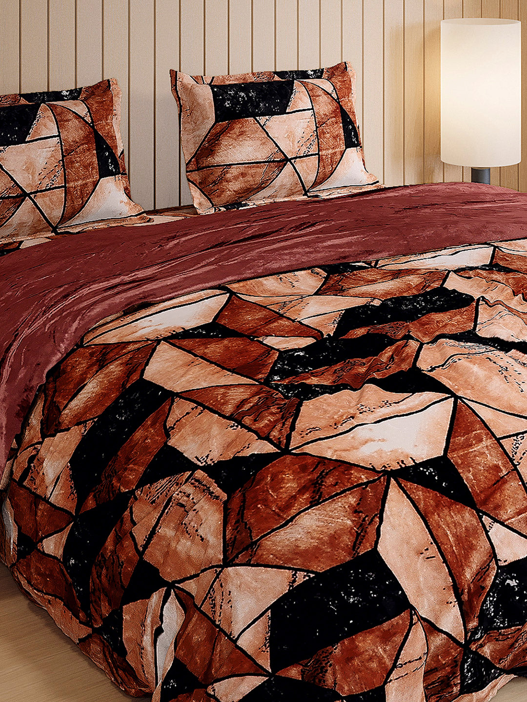 904 GSM 100% Polyester Double Bed 1 Bedsheet, 1 Duvet Cover & 2 Pillow Cover (Meteor 4 Pcs Set)