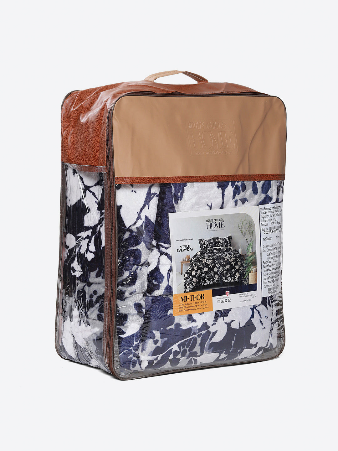 904 GSM 100% Polyester Double Bed 1 Bedsheet, 1 Duvet Cover & 2 Pillow Cover (Meteor 4 Pcs Set)