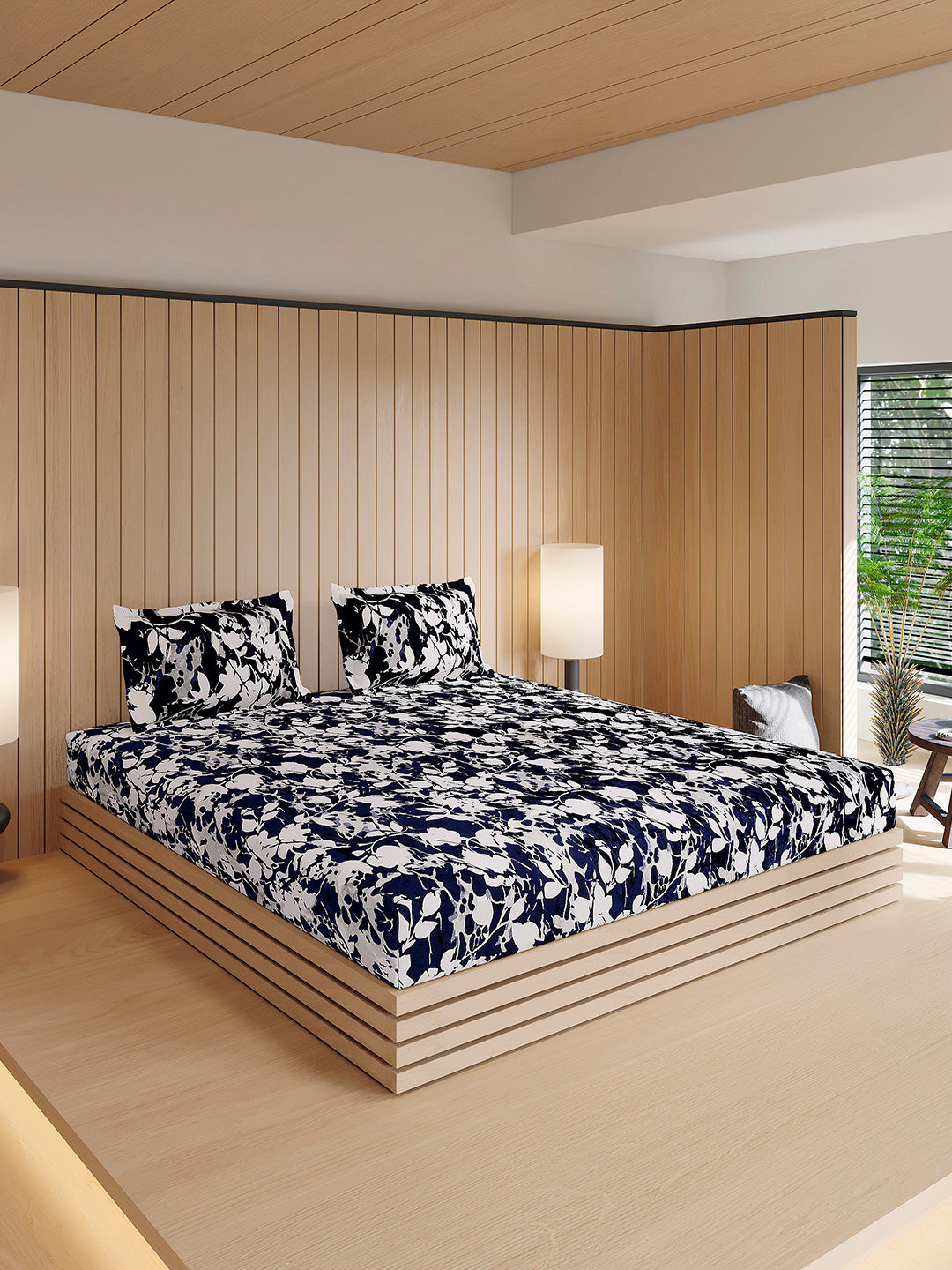 904 GSM 100% Polyester Double Bed 1 Bedsheet, 1 Duvet Cover & 2 Pillow Cover (Meteor 4 Pcs Set)