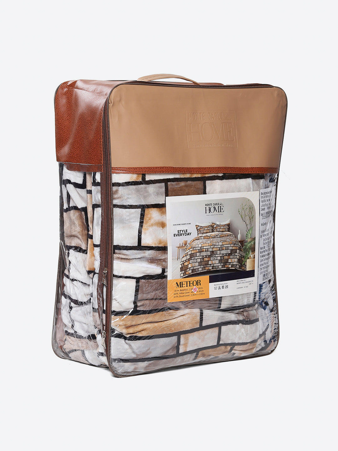 904 GSM 100% Polyester Double Bed 1 Bedsheet, 1 Duvet Cover & 2 Pillow Cover (Meteor 4 Pcs Set)