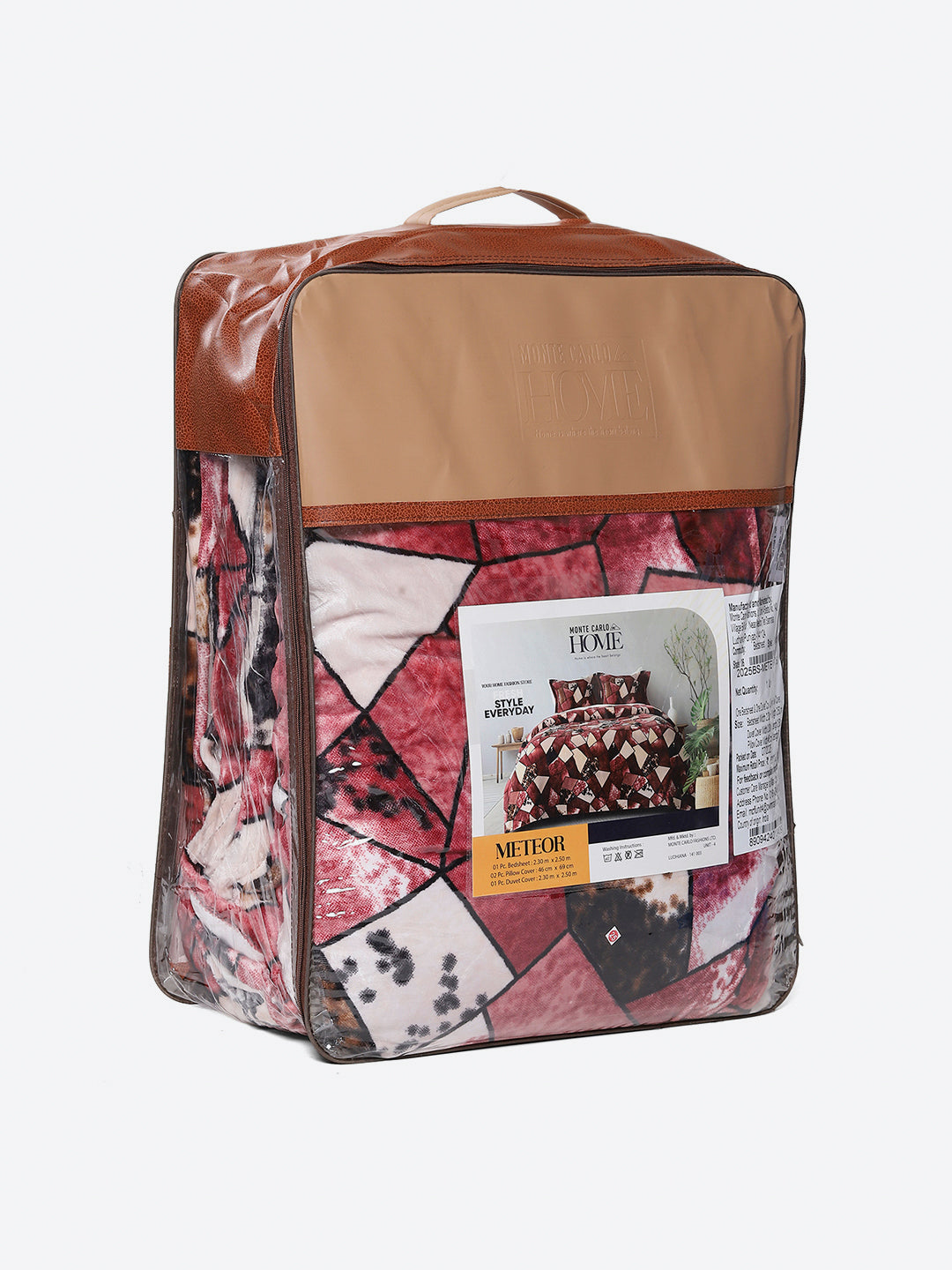 904 GSM 100% Polyester Double Bed 1 Bedsheet, 1 Duvet Cover & 2 Pillow Cover (Meteor 4 Pcs Set)