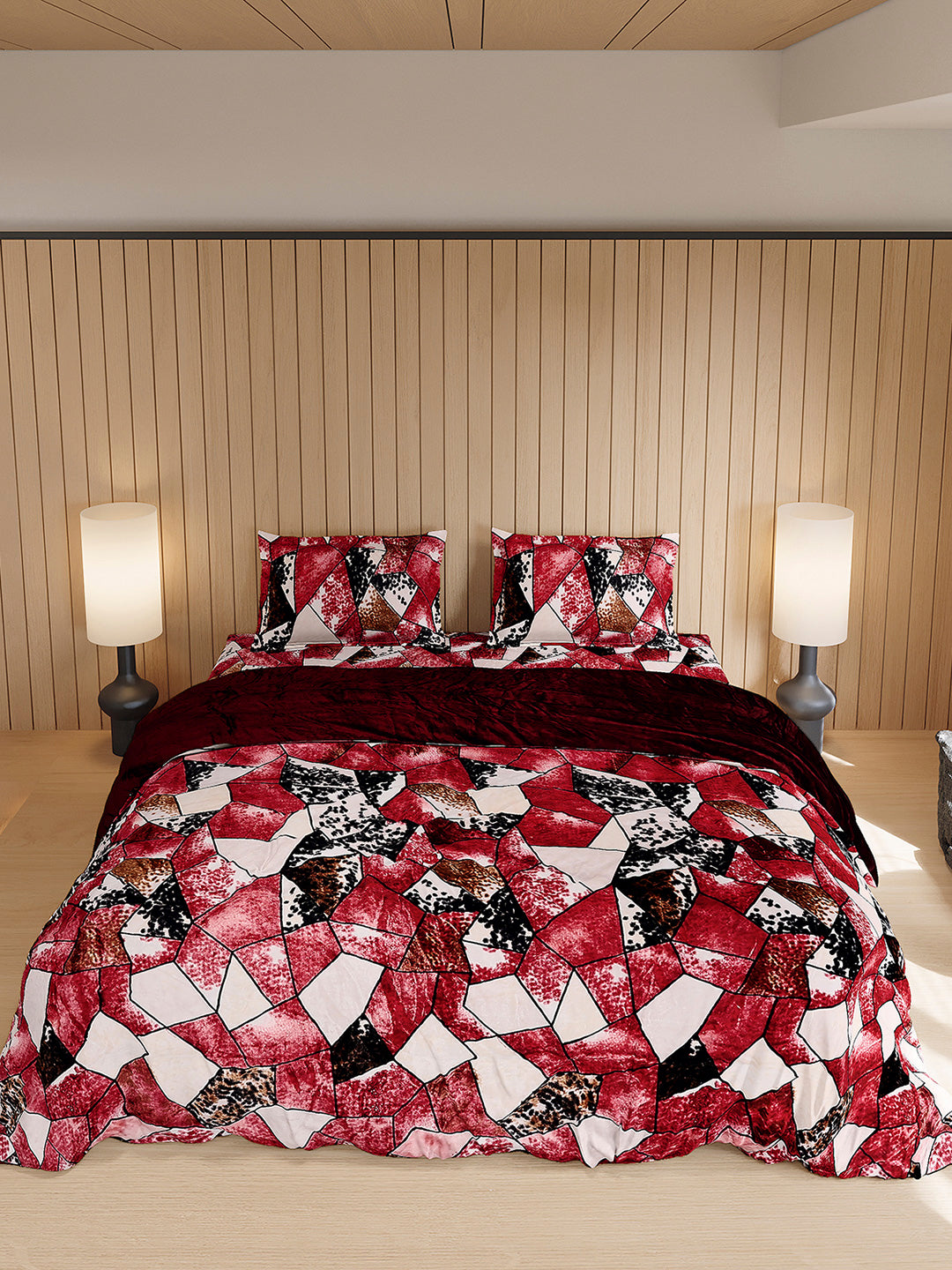 904 GSM 100% Polyester Double Bed 1 Bedsheet, 1 Duvet Cover & 2 Pillow Cover (Meteor 4 Pcs Set)