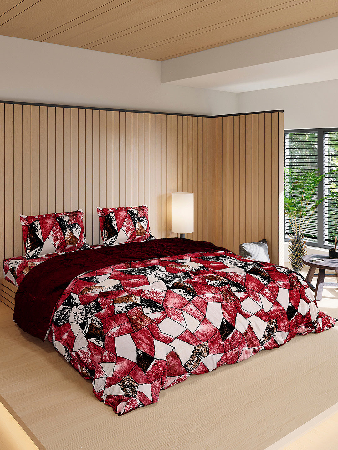 904 GSM 100% Polyester Double Bed 1 Bedsheet, 1 Duvet Cover & 2 Pillow Cover (Meteor 4 Pcs Set)