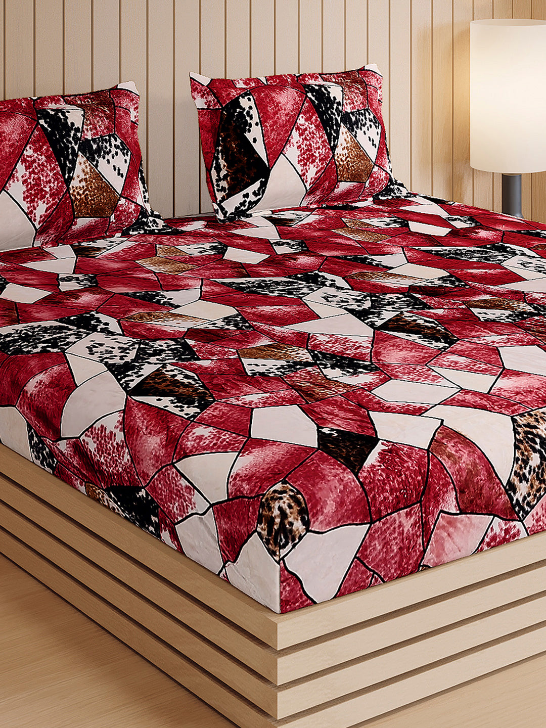 904 GSM 100% Polyester Double Bed 1 Bedsheet, 1 Duvet Cover & 2 Pillow Cover (Meteor 4 Pcs Set)