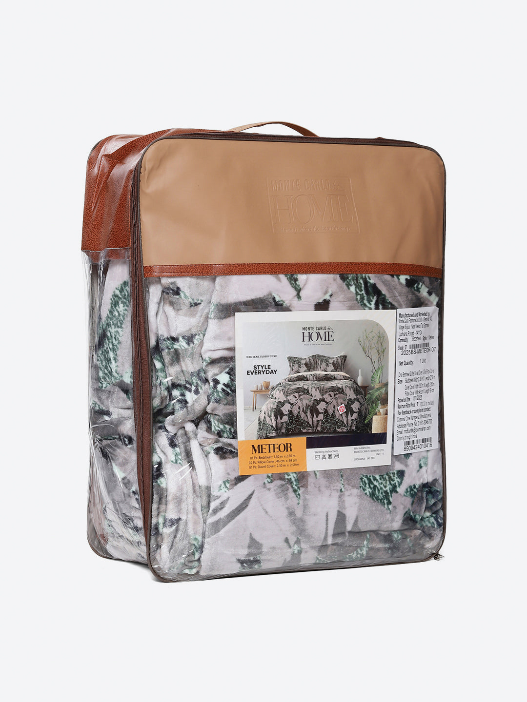 904 GSM 100% Polyester Double Bed 1 Bedsheet, 1 Duvet Cover & 2 Pillow Cover (Meteor 4 Pcs Set)