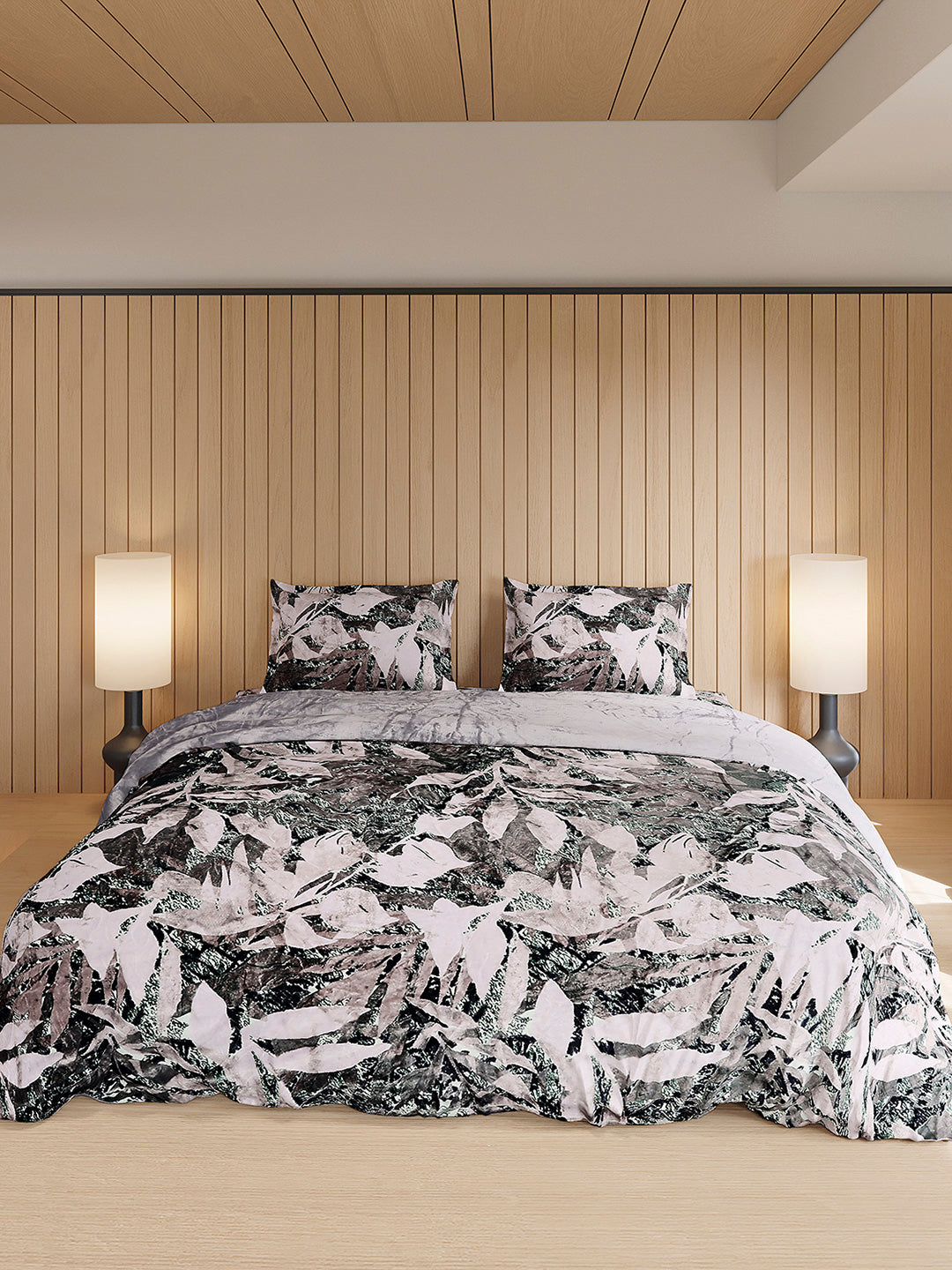 904 GSM 100% Polyester Double Bed 1 Bedsheet, 1 Duvet Cover & 2 Pillow Cover (Meteor 4 Pcs Set)