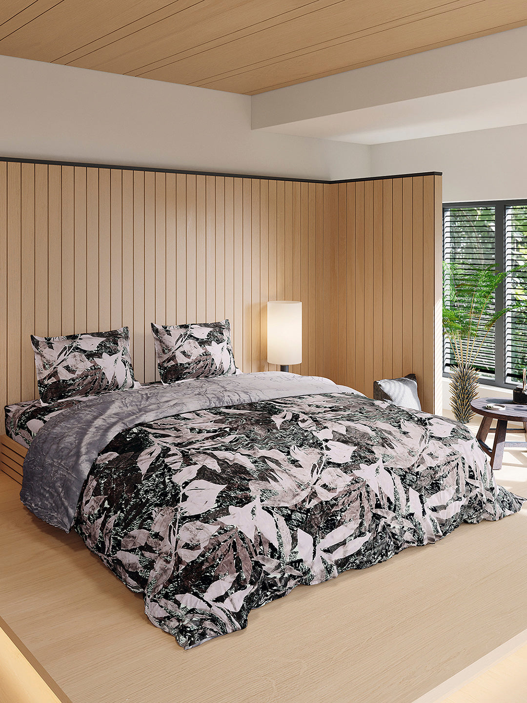 904 GSM 100% Polyester Double Bed 1 Bedsheet, 1 Duvet Cover & 2 Pillow Cover (Meteor 4 Pcs Set)