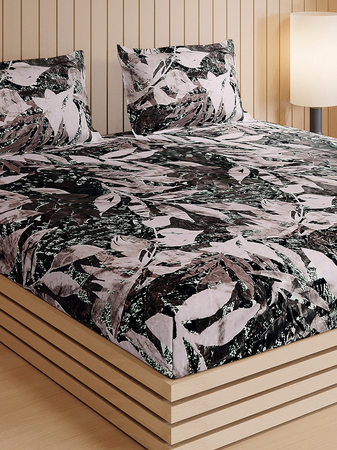 904 GSM 100% Polyester Double Bed 1 Bedsheet, 1 Duvet Cover & 2 Pillow Cover (Meteor 4 Pcs Set)