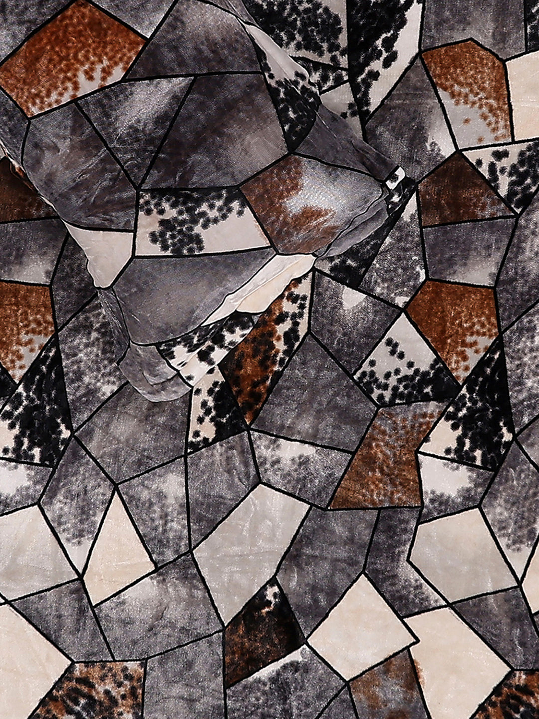 904 GSM 100% Polyester Double Bed 1 Bedsheet, 1 Duvet Cover & 2 Pillow Cover (Meteor 4 Pcs Set)