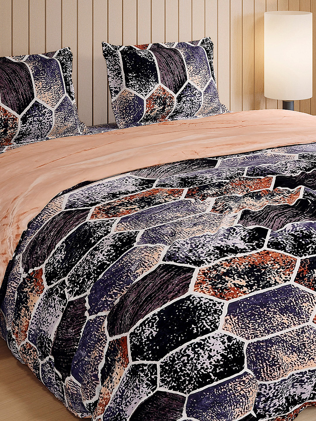 904 GSM 100% Polyester Double Bed 1 Bedsheet, 1 Duvet Cover & 2 Pillow Cover (Meteor 4 Pcs Set)