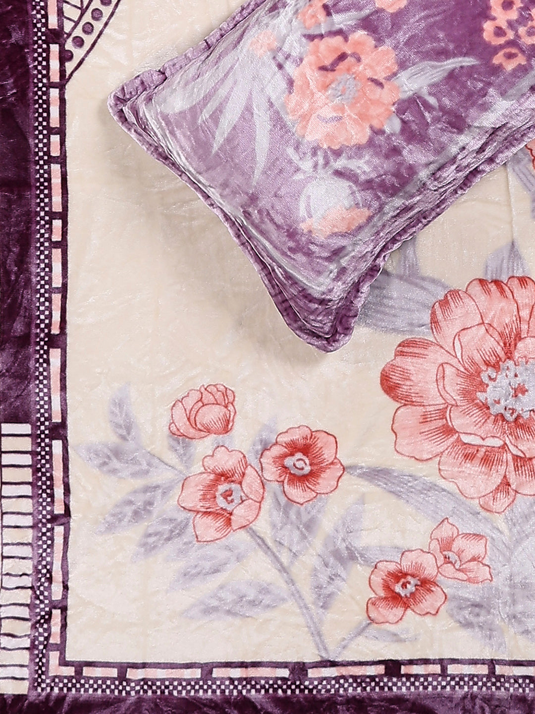 331 GSM 100% Polyester Double Bed 1 Bedsheet with 2 Pillow Cover (Miranda)