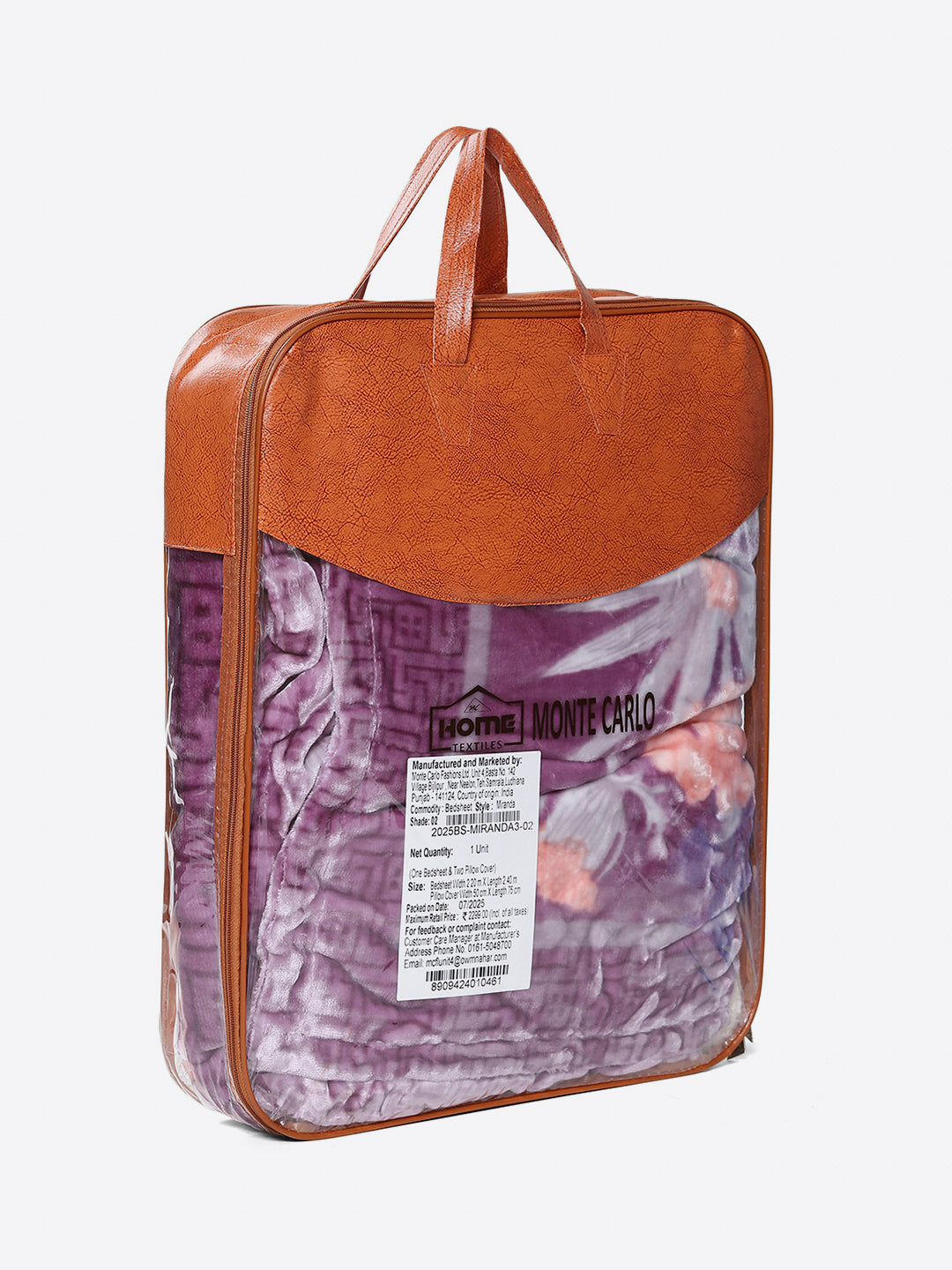 331 GSM 100% Polyester Double Bed 1 Bedsheet with 2 Pillow Cover (Miranda)